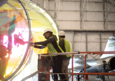 Space Perspective art installation for their Neptune One Spaceship test